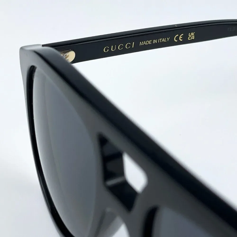 NEW Gucci GG1320S 004 Black Grey Pilot Unisex Sunglasses